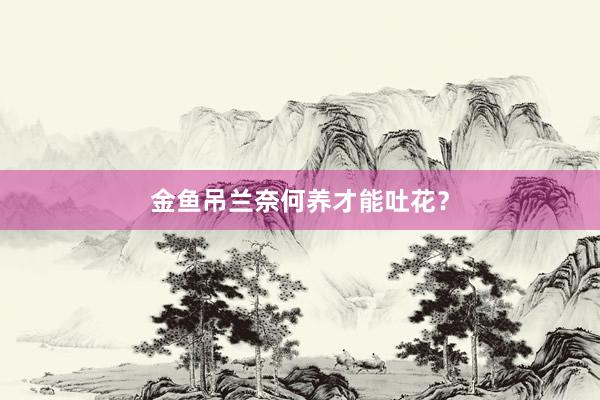 金鱼吊兰奈何养才能吐花？